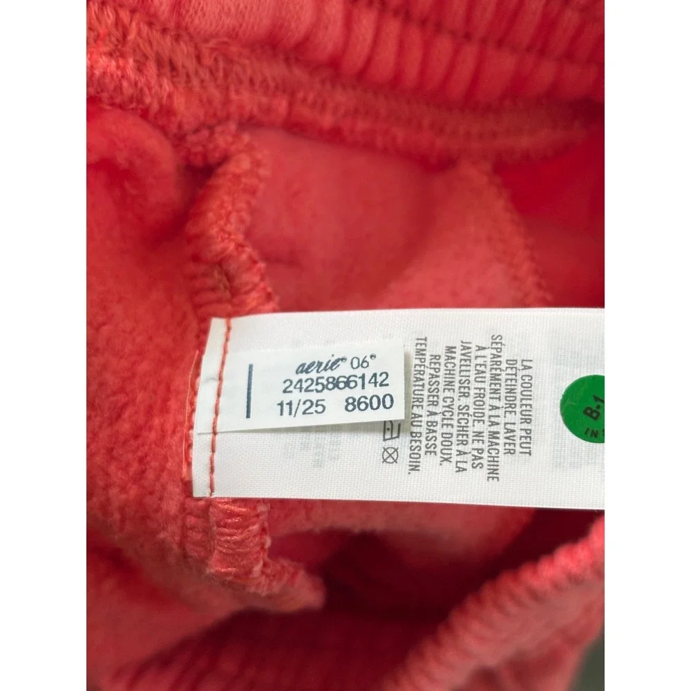 NWT Aerie First Class Fleece Trouser Womens S Rusty Peach Wide Leg Pull On - Picture 7 of 12